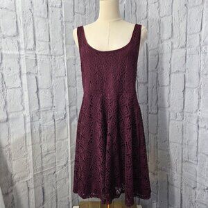 Aeropostale Extra Large Burgundy Lace Overlay Summer Casual Mini Dress (Flaw)